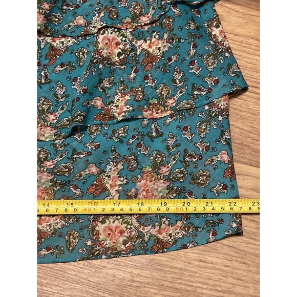 LANE BRYANT Size 24W Teal Pink Floral Tiered BOHO Tank Top Blouse Beaded Fairy - Picture 13 of 13